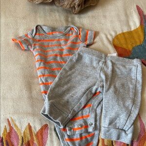 Carter's Gray and Orange Striped Baby Outfit